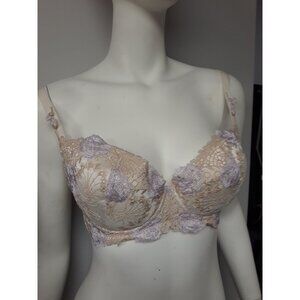 Bradelis Andrea Bra Beige and Purple Size 34 E NEW WITH TAGS!